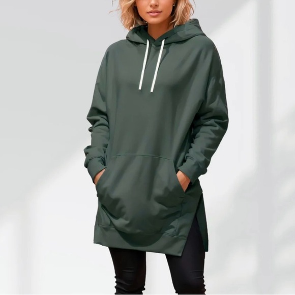 Women's Green Hoodie Sweatshirt - Picture 1 of 4